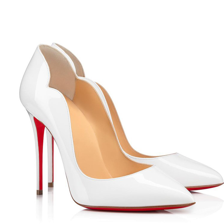 100mm Women's Red Bottom High Heels for Party Wedding Patent Pumps-MERUMOTE