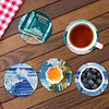 6Pcs/set Diamond Painting Wooden Bridge Coaster Cup Cushion With Holder