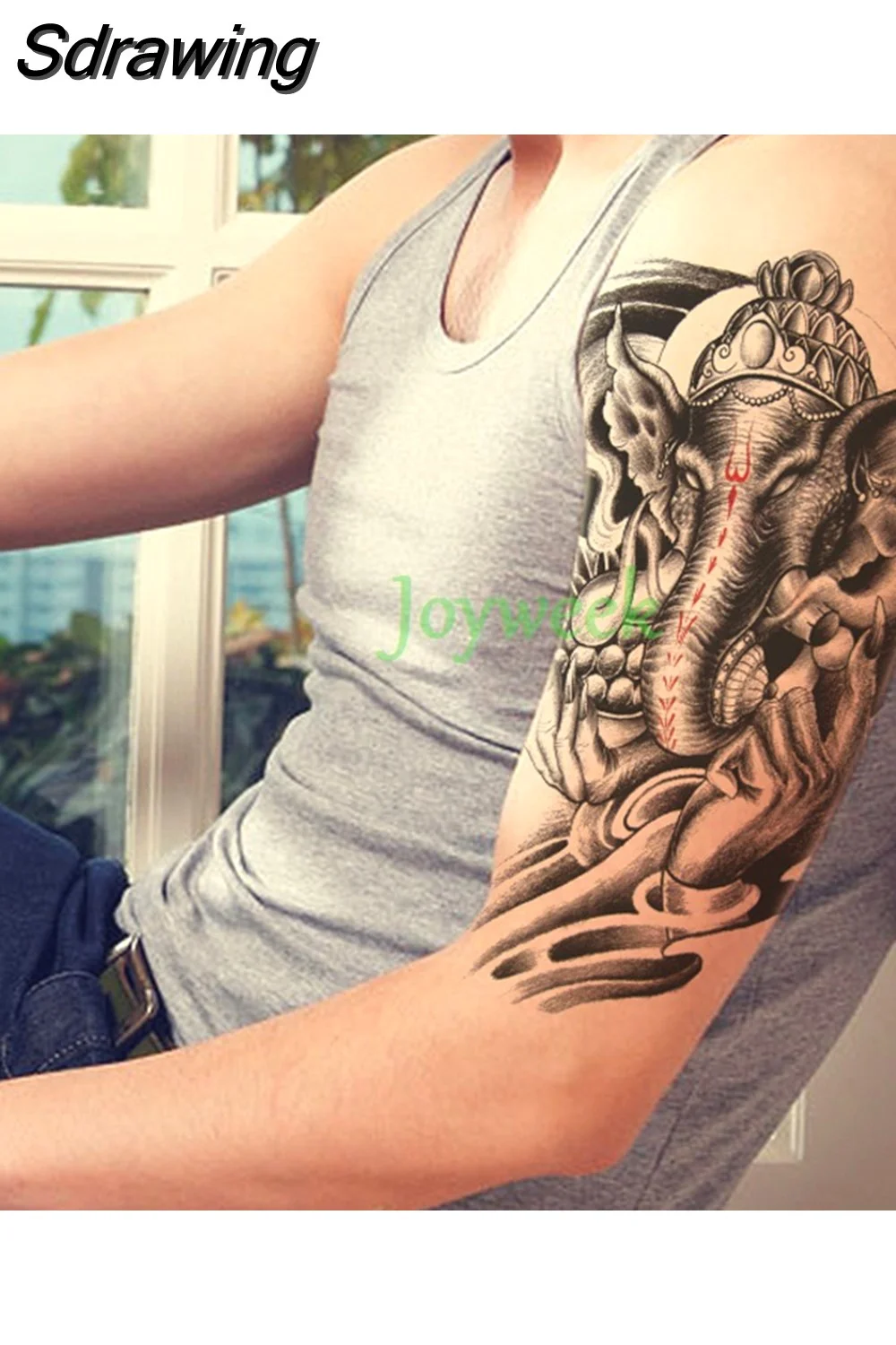 Sdrawing Temporary Tattoo Sticker crow tiger Ganesha wolf forest tatto stickers flash tatoo fake tattoos for women men 7