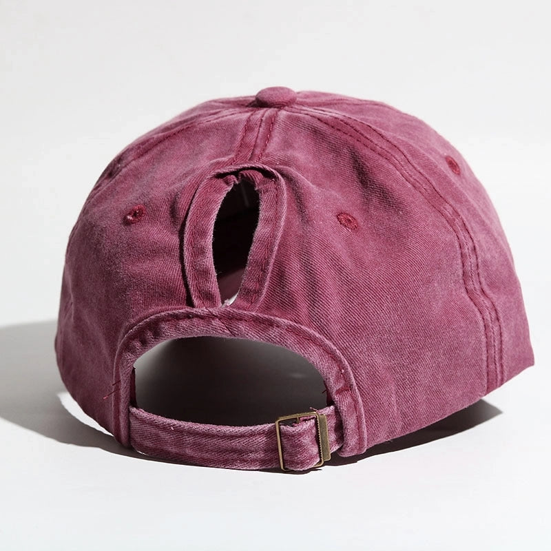 Baseball Cap Wash Cotton Curved Eaves Outdoor Sports Ladies Peaked Cap Ponytail Braid Cap Summer Sunscreen Hat3