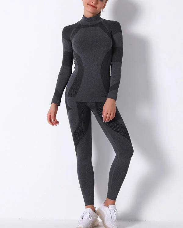 Gym Mesh Breathable Seamless Long Sleeve & long Leggings Sets