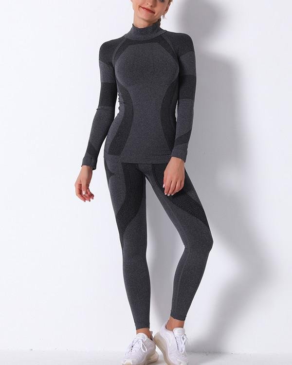 Gym Mesh Breathable Seamless Long Sleeve & long Leggings Sets
