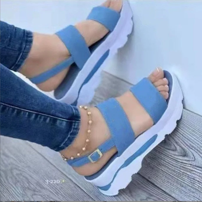 2022 Fashion Wedge Female Platform Buckle Strap Street Summer Shoes Punk Beach Wedges Women Sandals Chunky Sandalias De Mujer