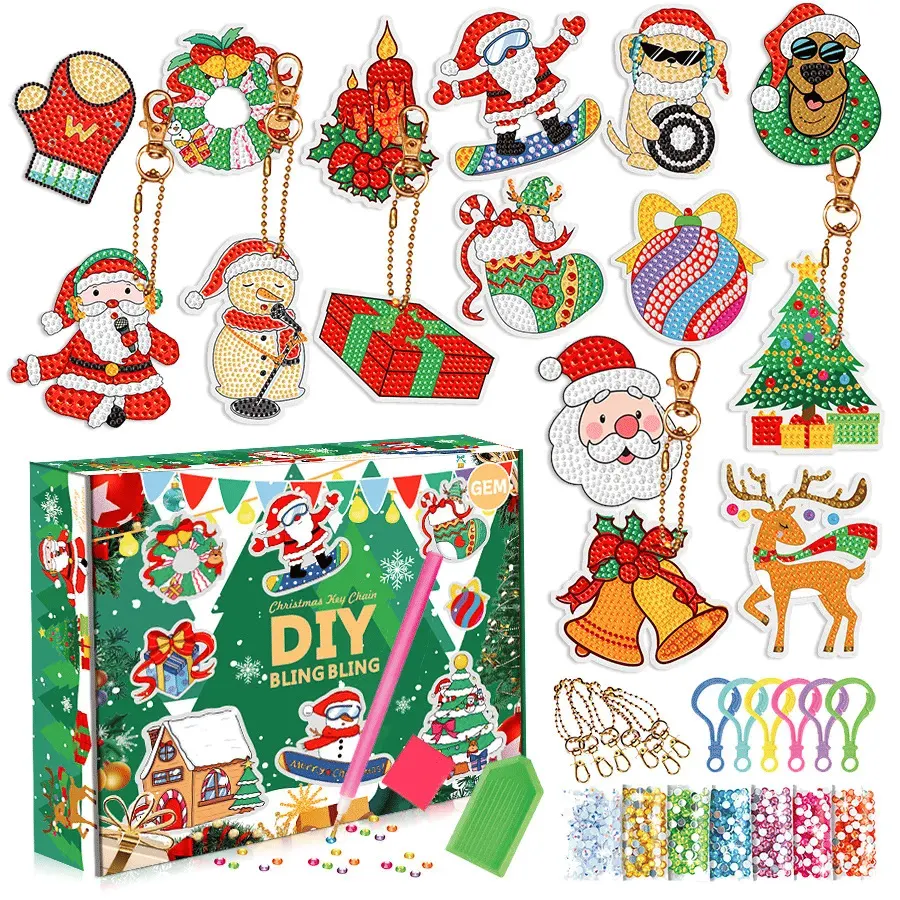 🎁Christmas DIY Diamond Painting Keychain🎄