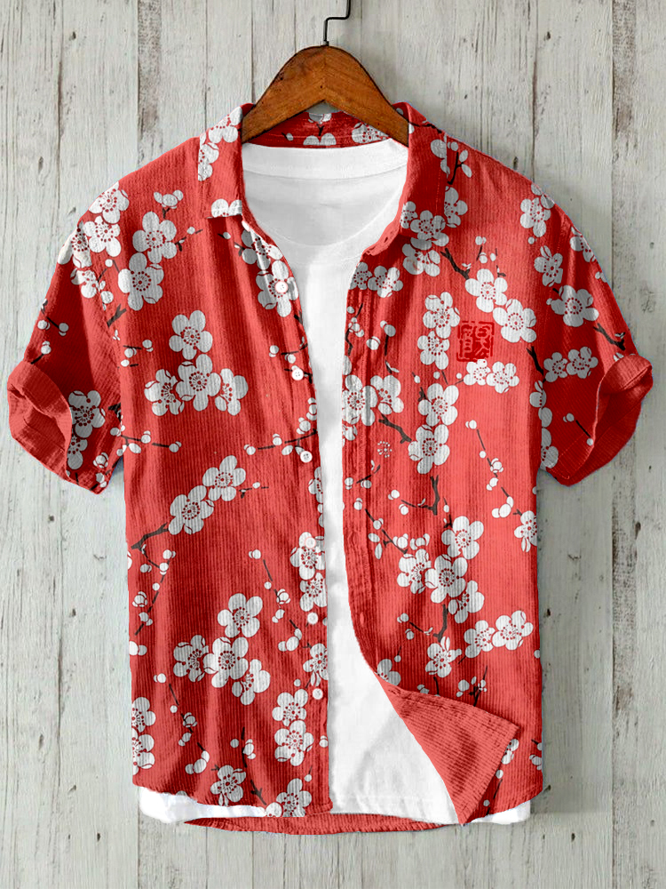 Japanese Cherry Blossom Art Linen Blend Comfy Shirt wearshes