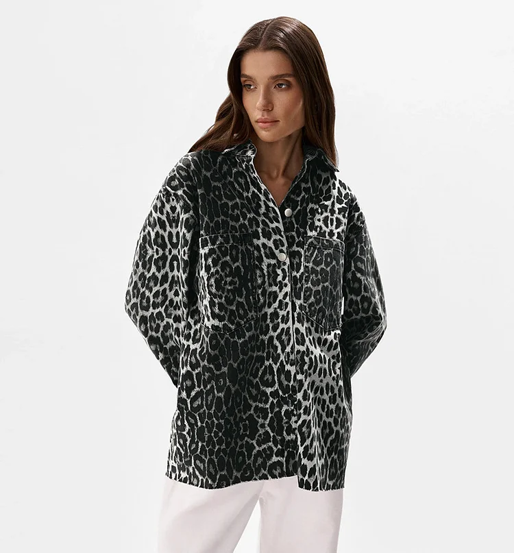 Street Style Leopard Print Big Pockets Jacket