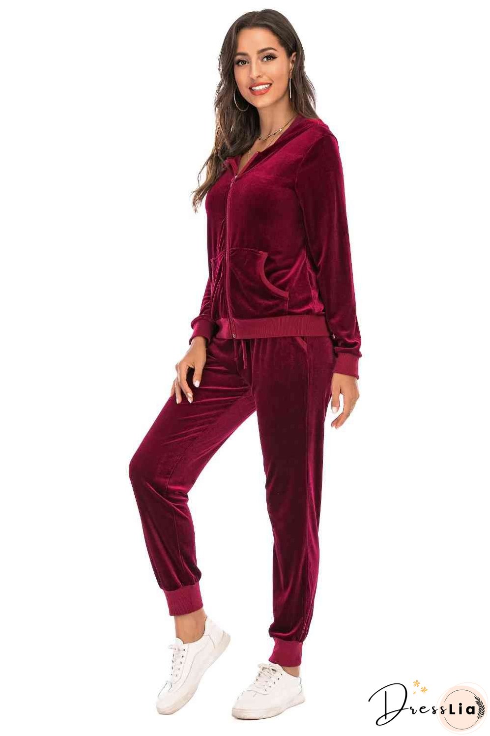 Zip-Up Hooded Jacket and Pants Set