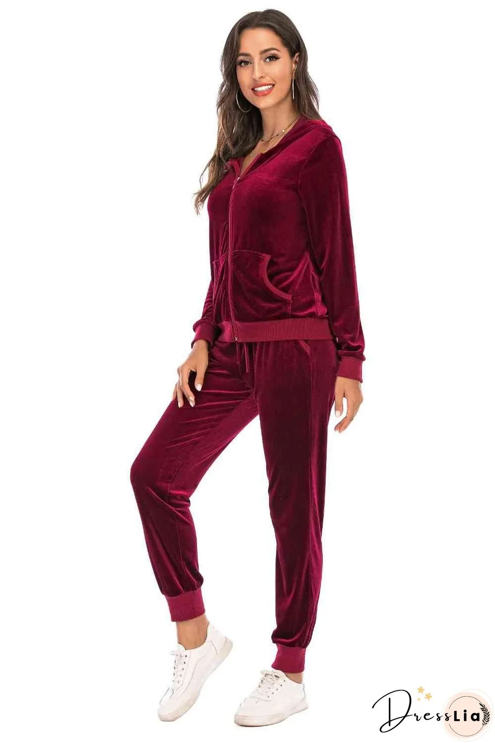 Zip-Up Hooded Jacket and Pants Set