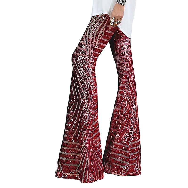 Casual Pants Autumn Women's Sequined High Waist Flared Slimming