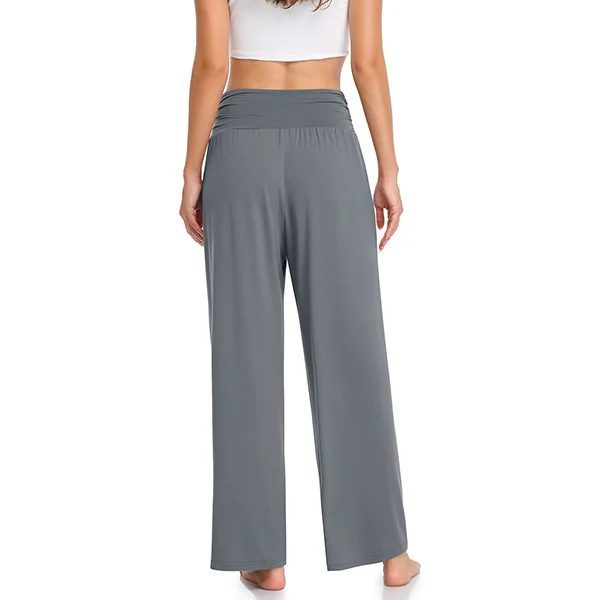 TARSE Womens Casual Wide Leg Yoga Capris Plus Size Crossover High Waist  Capri Pants Loose Soft Pajama Pockets Sweatpants