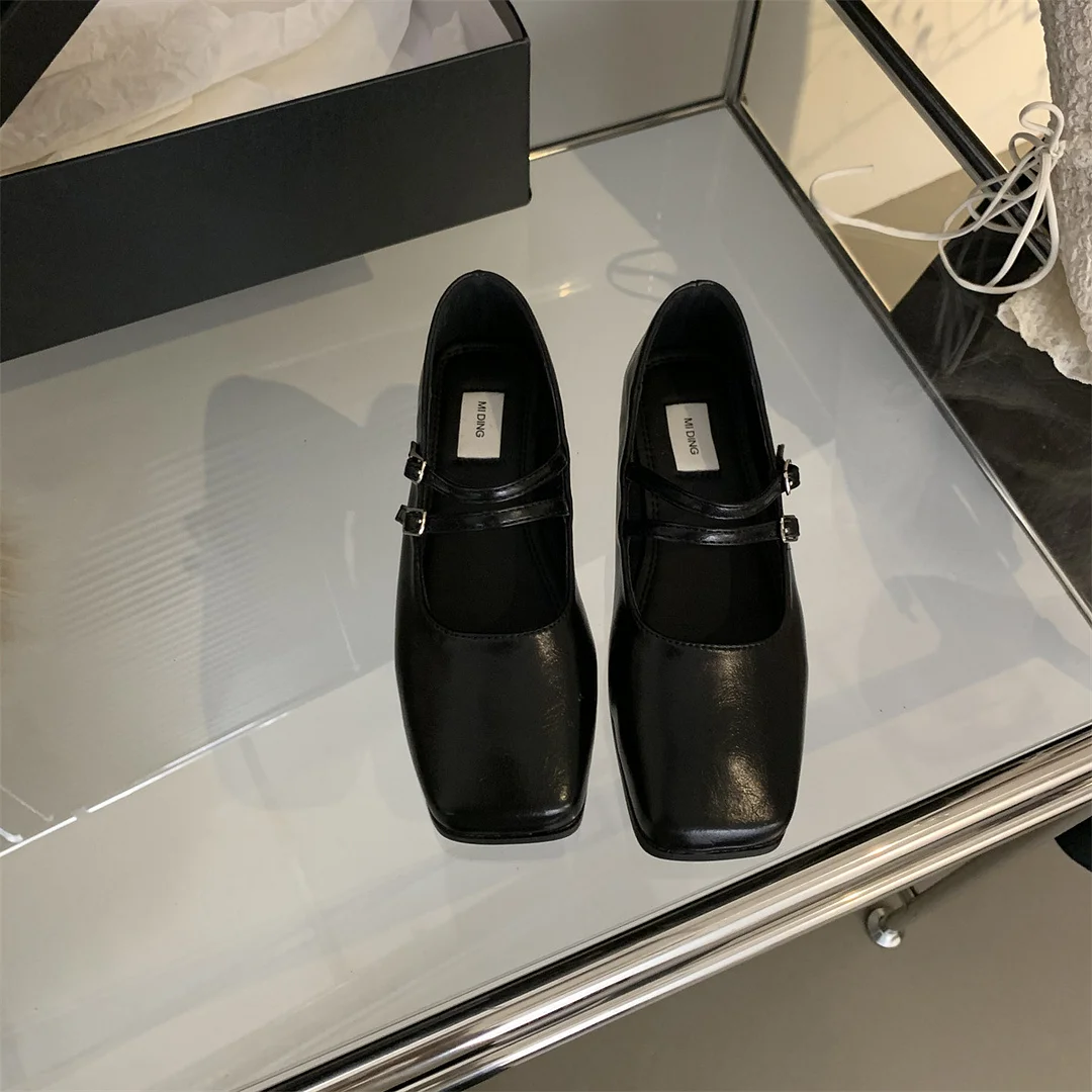 Churchf Style Dress, Shallow Mouth, Vintage Leather Shoes, Women's 2024 New Spring And Autumn Flat-Soled Mary Jane Shoes-Outfit Ideas