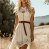  Bohemian Lace Dress with Brown Leather Belt - Perfect for Summer Outdoors by Inlyline
