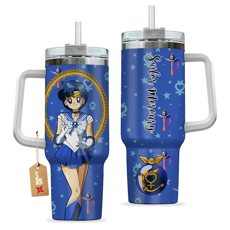 Sailor Mercury 40oz Tumbler Cup With Handle Anime