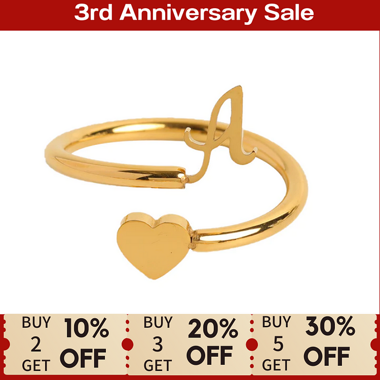 For Granddaughter - I’ll Always Be With You Initials Heart Ring