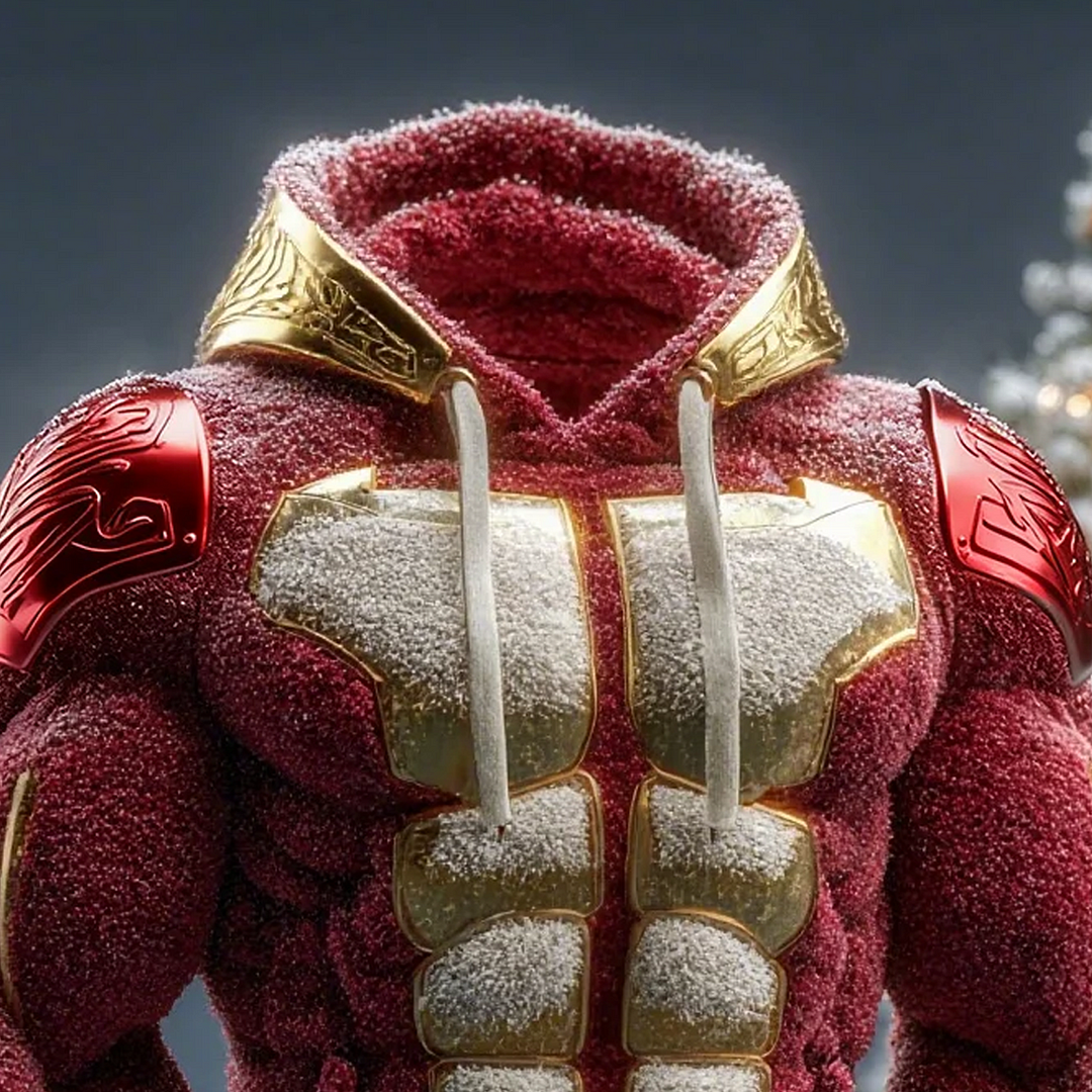 3D Print Christmas Metallic Line Art Plush Hoodie-inspireuse