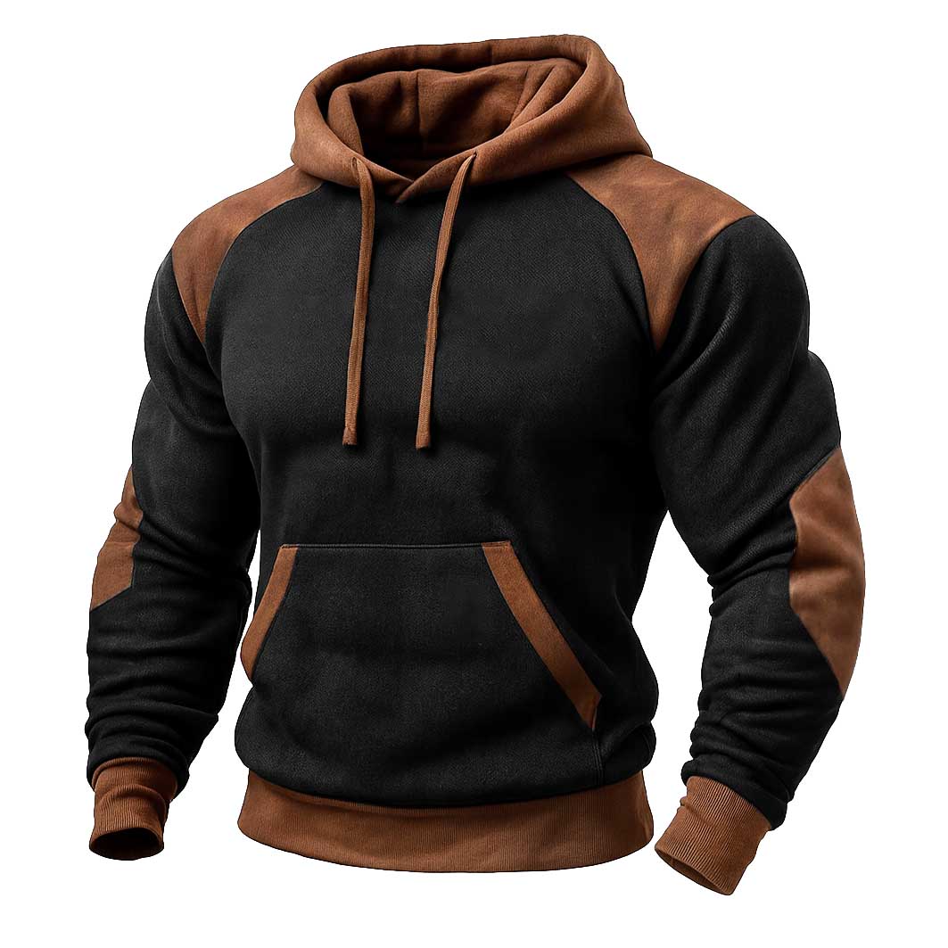 Carhartt Navy and Brown Hooded Sweatshirt with Embroidered Logo