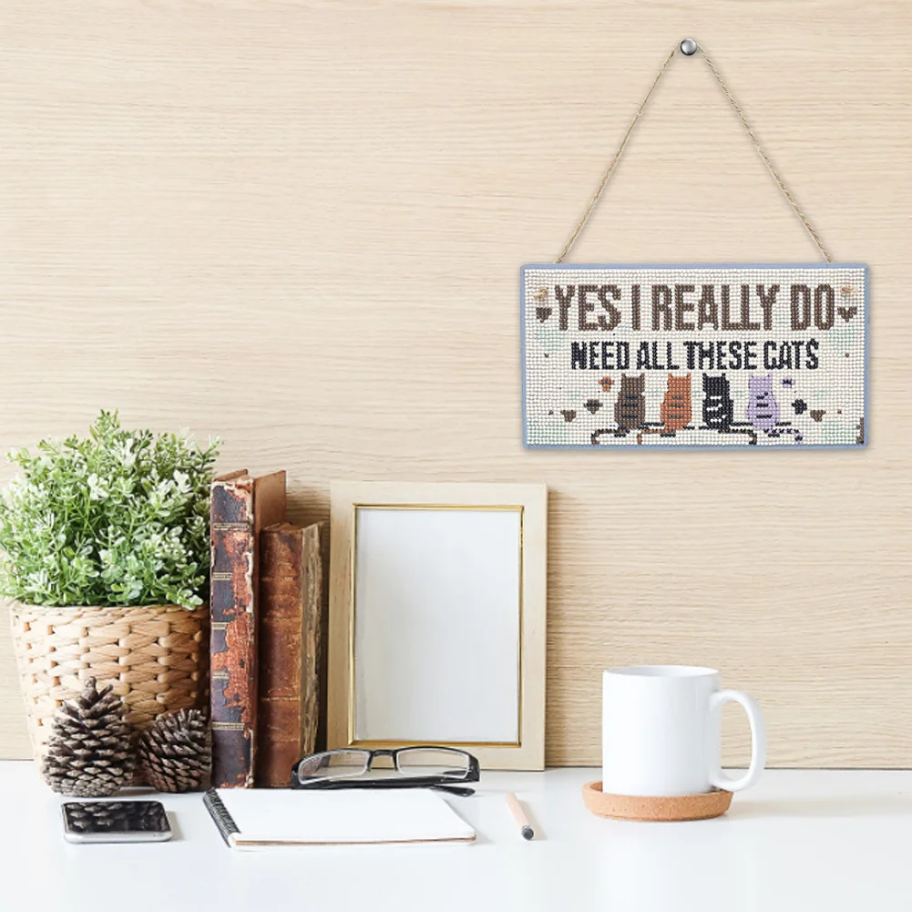 5D DIY Letter Full Drill Hanging Diamond Painting Craft Home Decor (Cats)