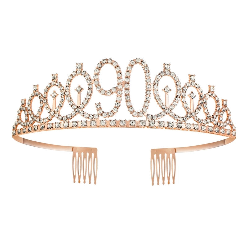 Women’s IG Style Shiny Number Crown Alloy Hollow Out Inlay Rhinestones Crown