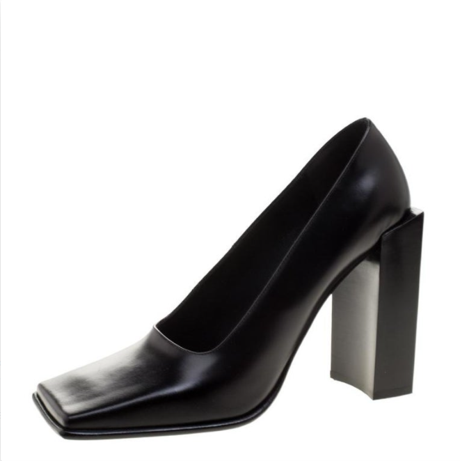 Black Custom Made Square Toe Chunky Heel Pumps Vdcoo