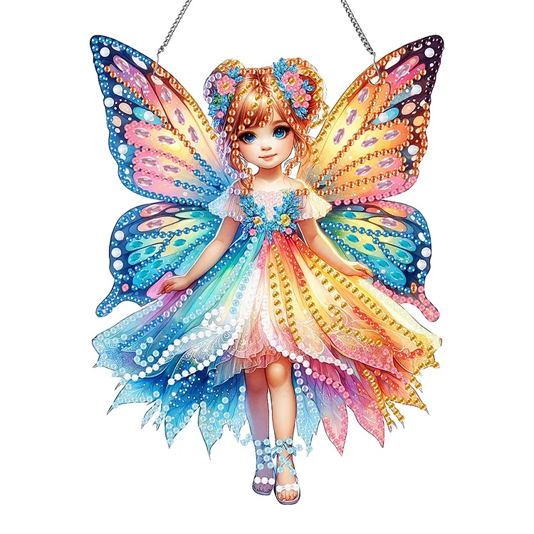 Acrylic Special Shaped Butterfly Elf Girl Diamond Painting Hanging Home Decor gbfke