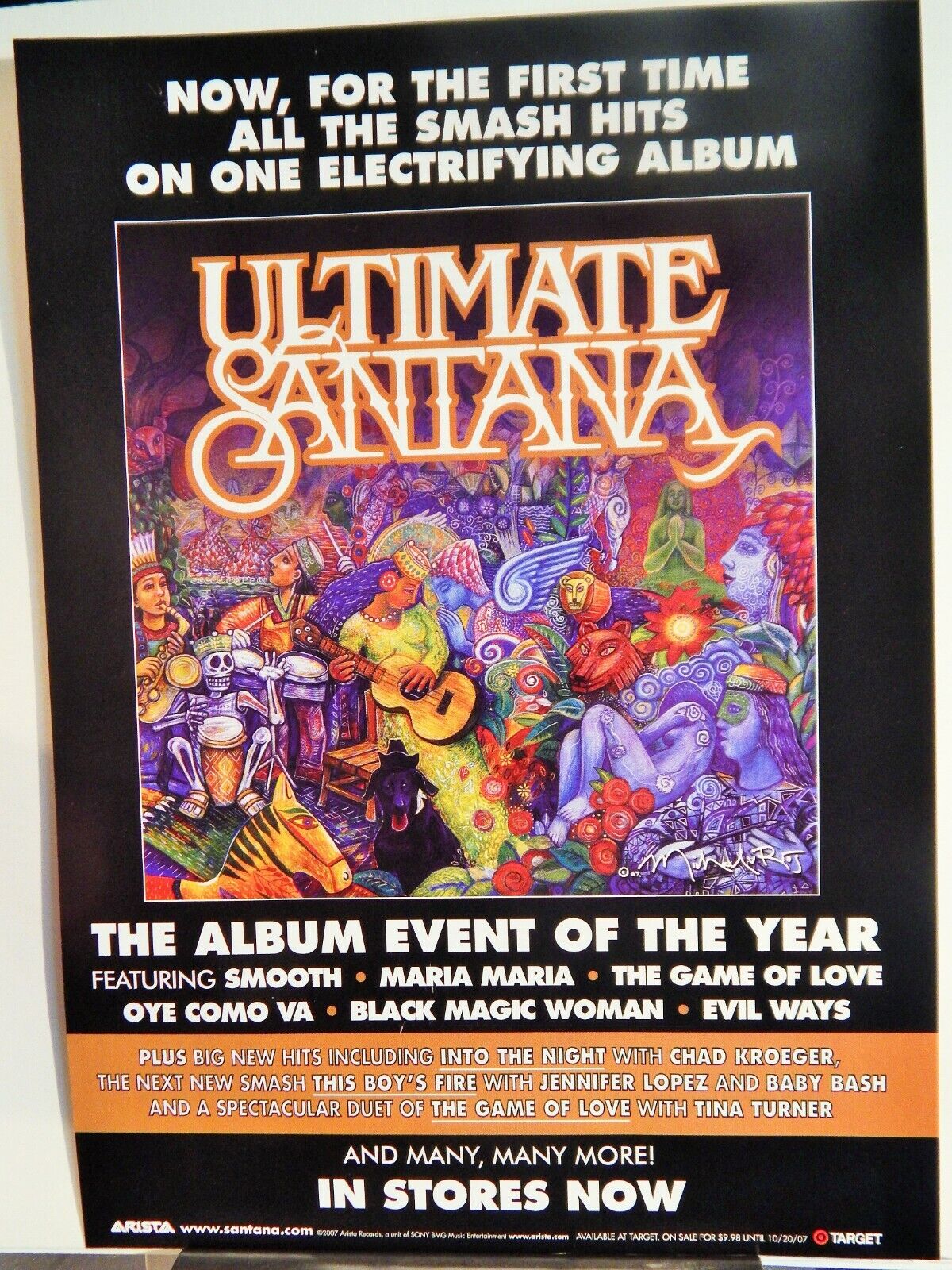 ULTIMATE SANTANA MUSIC CD 2007 VTG Photo Poster painting AD, RARE EPHEMERA