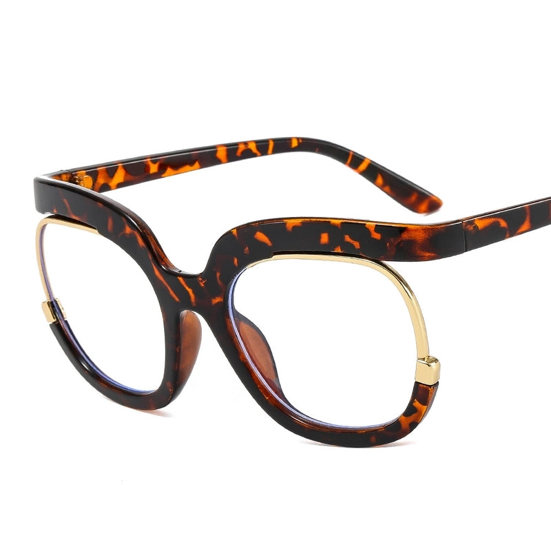 Fashion Solid Color Oval Frame Half Frame Optical Glasses