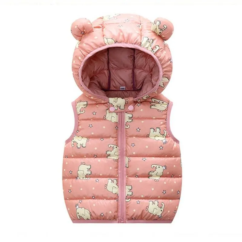 Autumn Winter Baby Warm Vest Kids Hooded Coat Boys Girls Padded Kids Clothes Toddler Infant Jackets Children Clothes Waistcoat