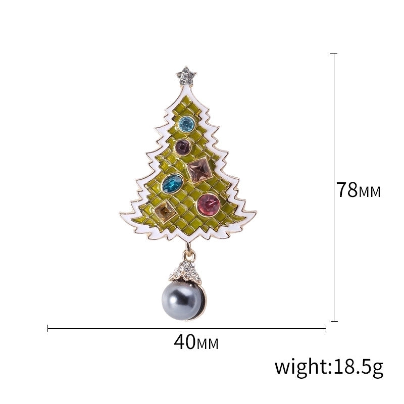 Fashion Pin Christmas Tree Alloy Inlay Rhinestones Women’S Brooches