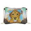 DIY Lion Special Shaped Diamond Painting Women Leather Chain Crossbody Bags