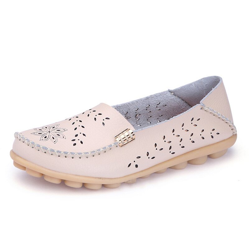 Women Flats Breathable Female Shoes Summer 2021 New Arrival Genuine Leather Flats Woman Leather Loafers Mom Casual Shoes