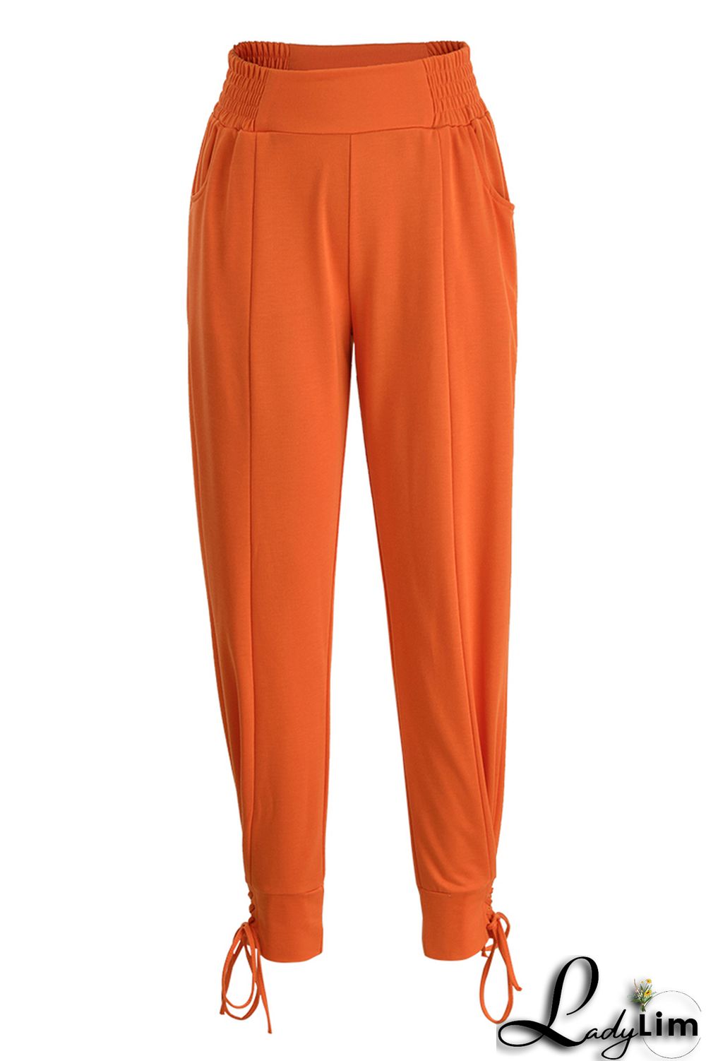 Black Fashion Casual Solid Basic Regular High Waist Trousers