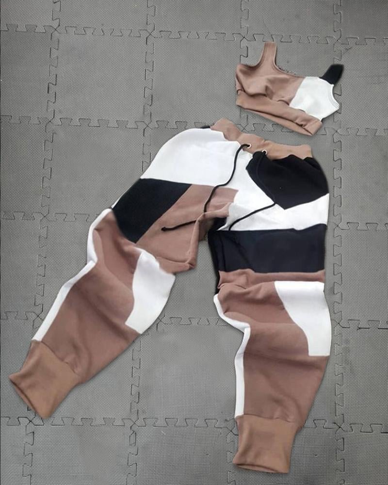Women's Sporty Patchwork Printed Sets79