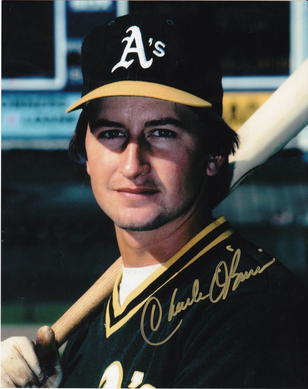 CHARLIE O'BRIEN OAKLAND A'S ACTION SIGNED 8x10