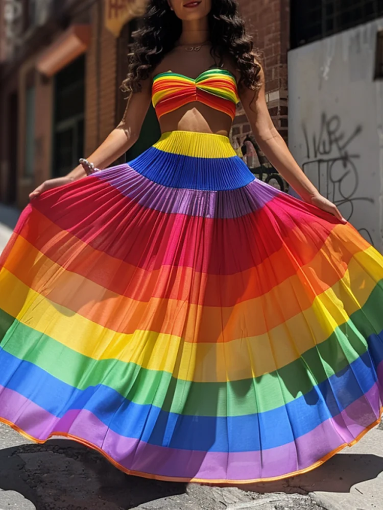 Women's Rainbow Gradient Art Skirt