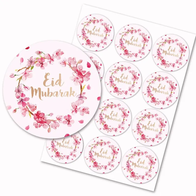 120pcs EID Mubarak Paper Sticker Gift Box Lable Seal Stickers Islamic Muslim Eid Al-fitr Decoration Ramadan Kareem Supplies 3cm