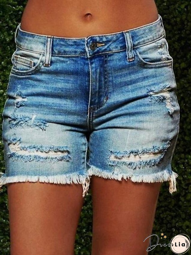 Womens Shorts Denim Light Blue Dark Grey Fashion Casual Weekend Side Pockets Short Comfort