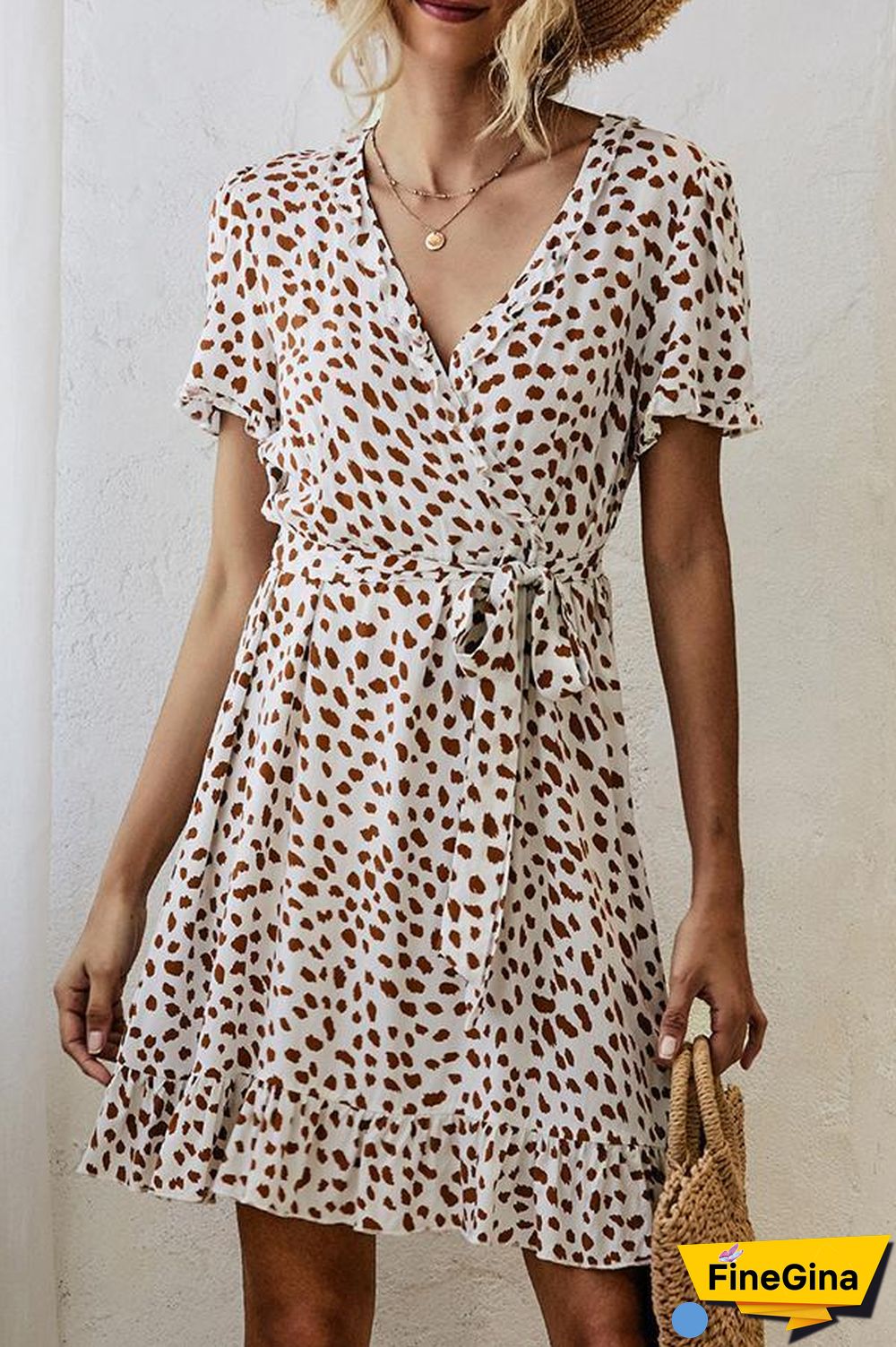 Printed A-line Ruffled Mini Dress (3 Colors) P14195