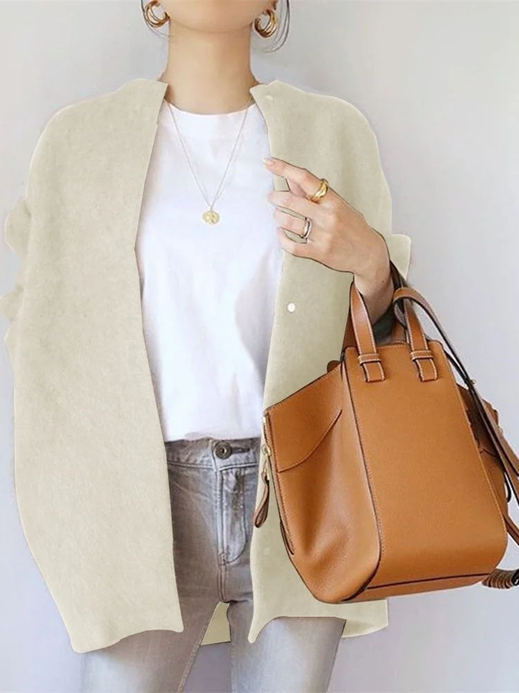 Women Half Sleeve V-neck Solid Color Dress