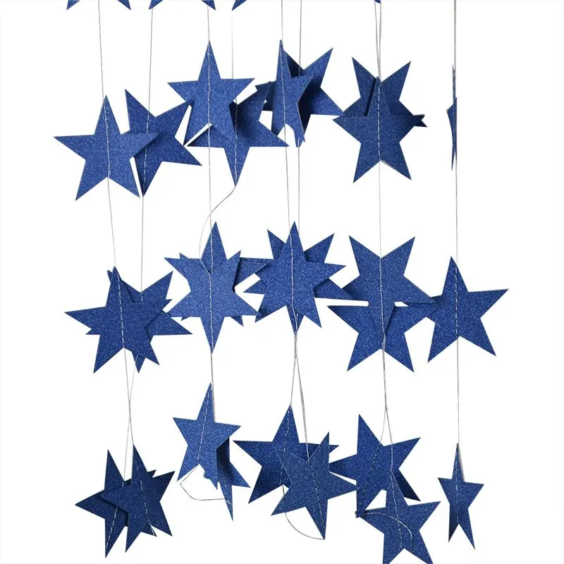 4M 7cm Paper Garland Star Shape String Banners Baby Shower Bunting Hanging Paper Happy Birthday Wedding Party Home Decoration