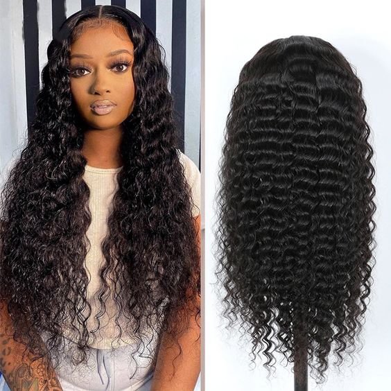 Deep Wave HD Transparent Lace Front Wigs for Women Human Virgin Hair Deep Curly Hair 4x4 Lace Closure Wig US Mall Lifes