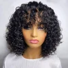 100% Human Hair Short Curly Bob Wig With Bangs