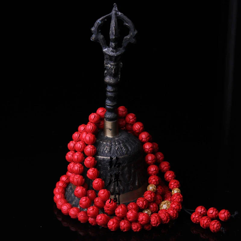 Tibetan Cinnabar Lotus Bead Prosperity Necklace Bracelet Mala