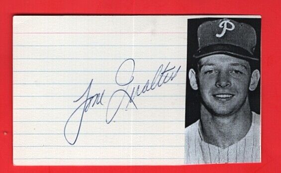 1953 TOM QUALTERS-PHILADELPHIA PHILLIES AUTOGRAPHED 3X5 INDEX CARD W/Photo Poster painting