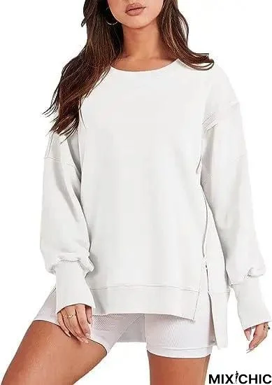 Solid Oversized Sweatshirt Crew Neck Long Sleeve Pullover Hoodies Tops Fashion Fall Women Clothes