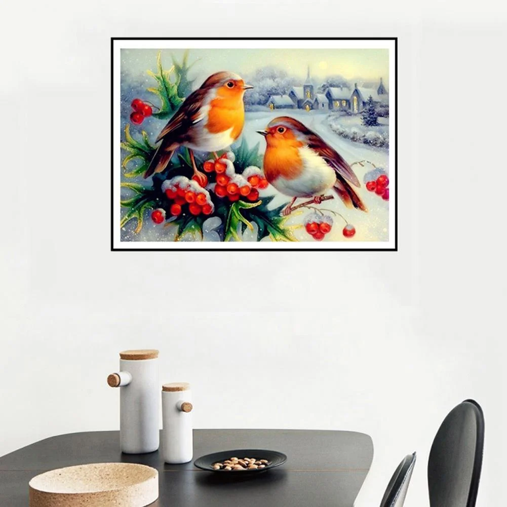 Diamond Painting - Full Round Drill - Snow Birds(40*30cm)