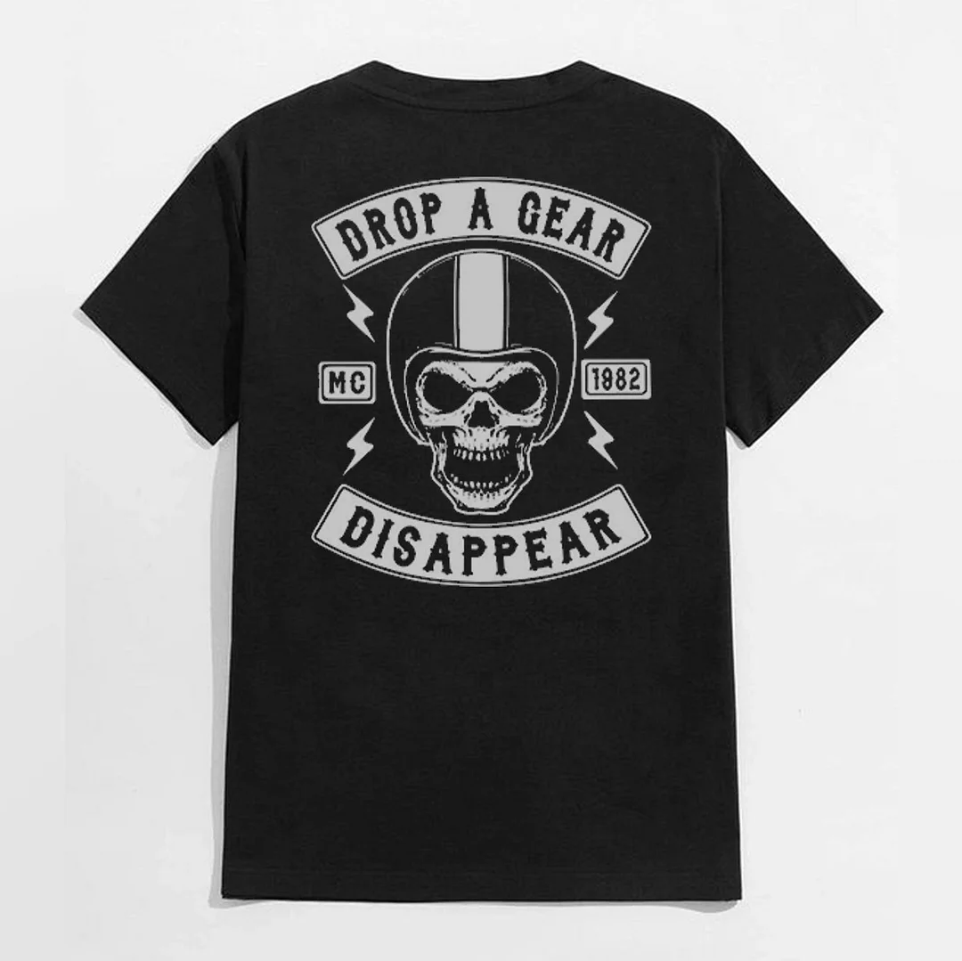 DROP A GEAR - DISAPPEAR Black Print T-shirt