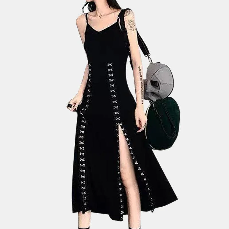 Gothic Punk High Slit Dress