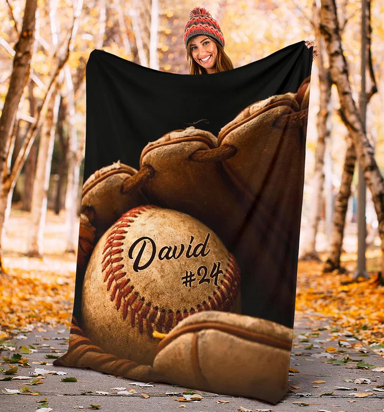 Personalized Baseball Blanket, Baseball Boy Sherpa Fleece Blanket | BKKid496