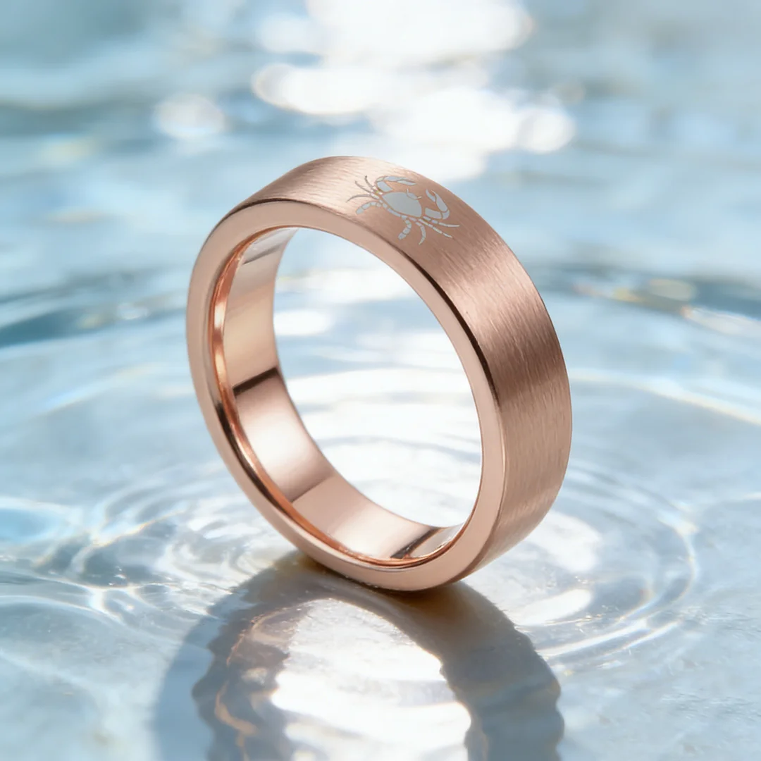 Wedding Fashion Cancer Tungsten Rings and Flat Rose Gold Band Edge Comfort Fit for Men and Women 4MM 6MM 8MM Width