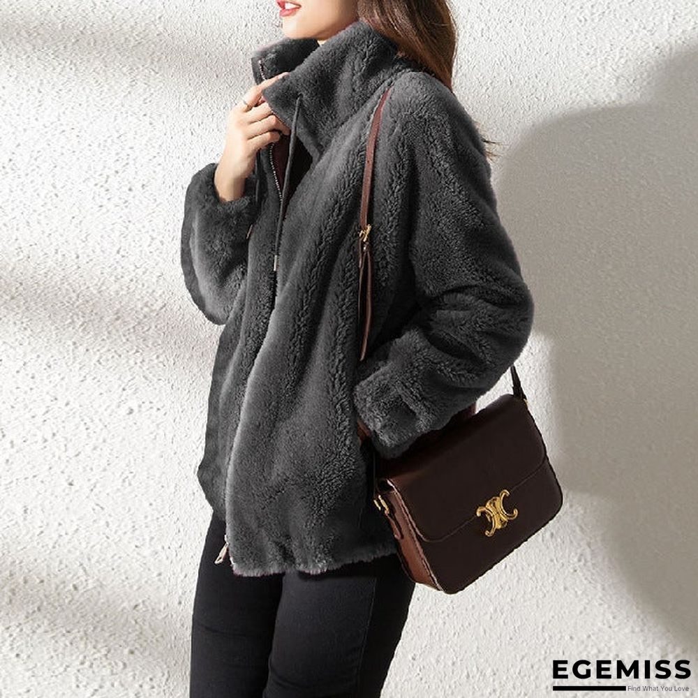 Autumn and Winter Stand Collar Cardigan Women's Coat | EGEMISS